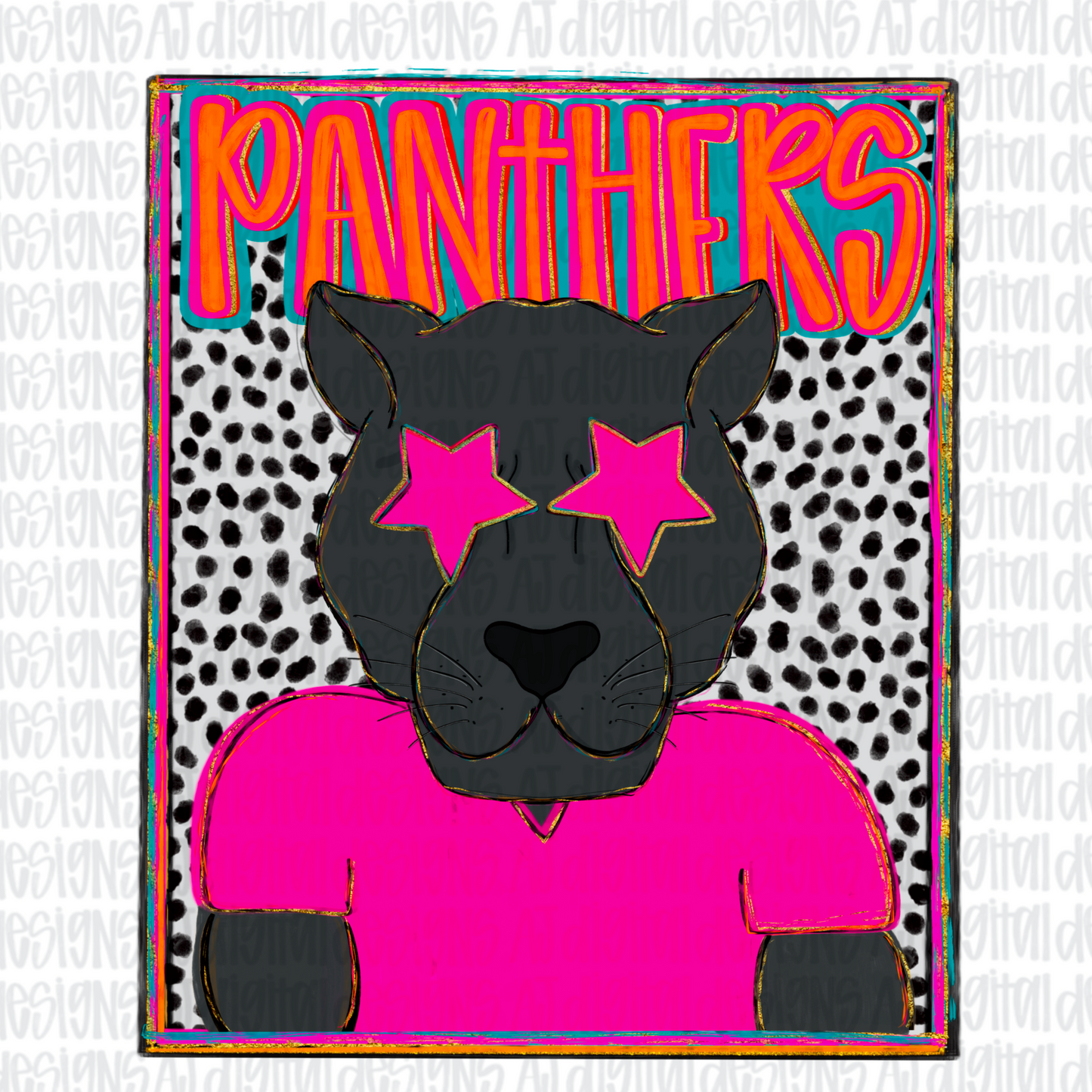 Panthers Orange Preppy Portrait