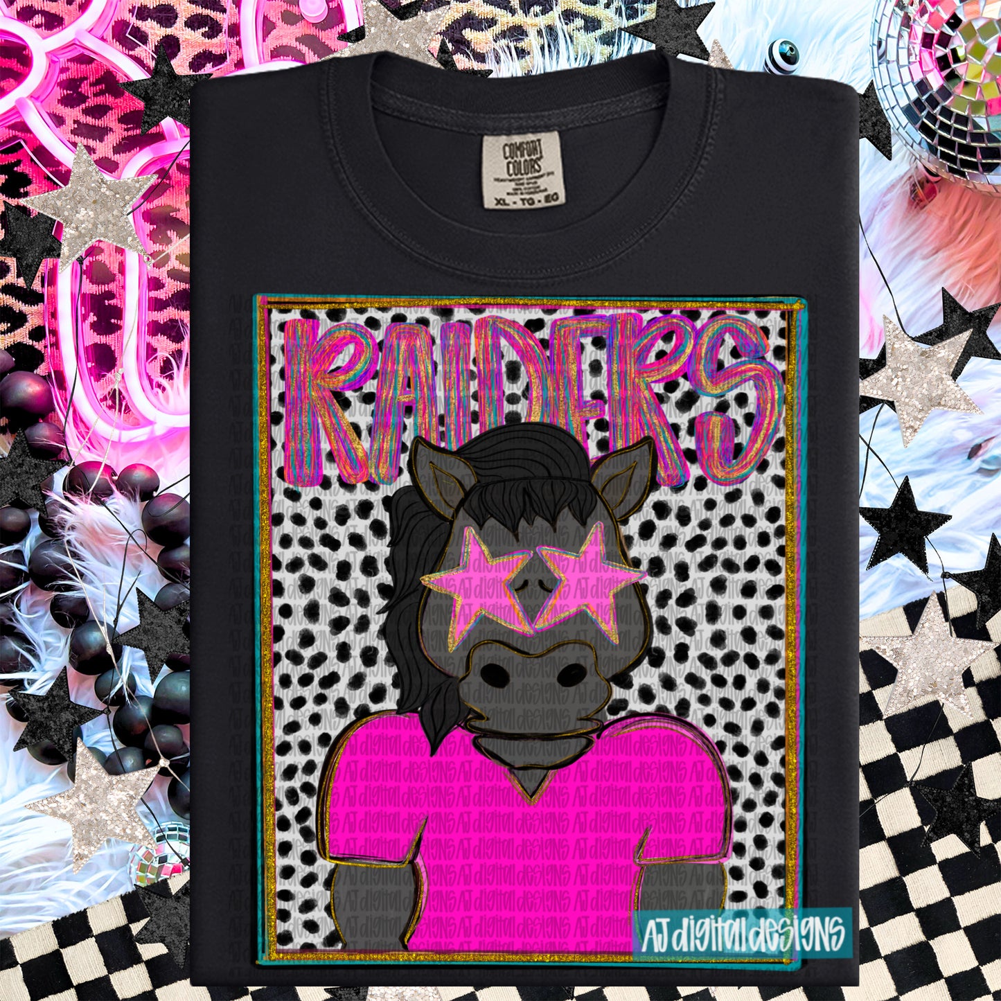 Raiders Black Horse Preppy Portrait