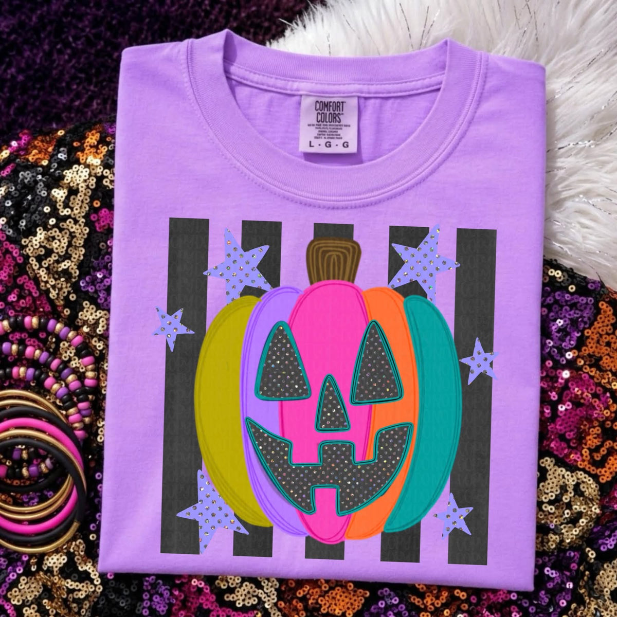 Glitzy colorful pumpkin
