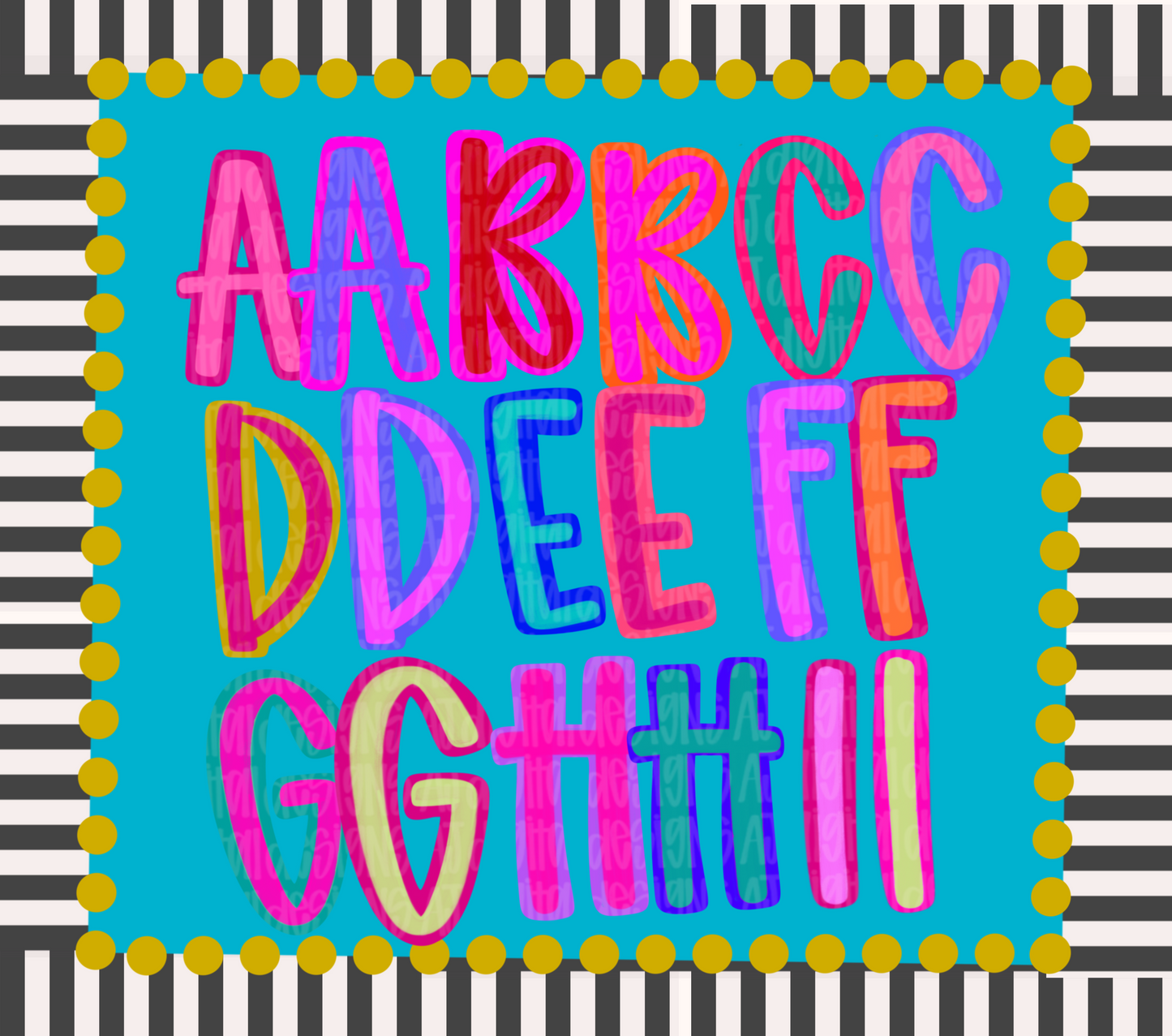 Razzle Dazzle uppercase only font 2 of each letter
