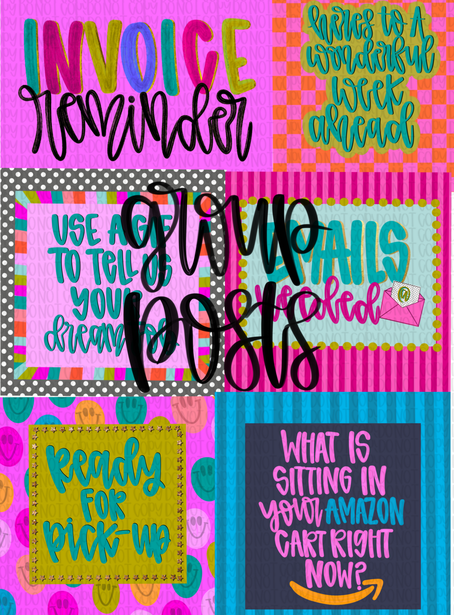 Set of 7 social media engagement posts /