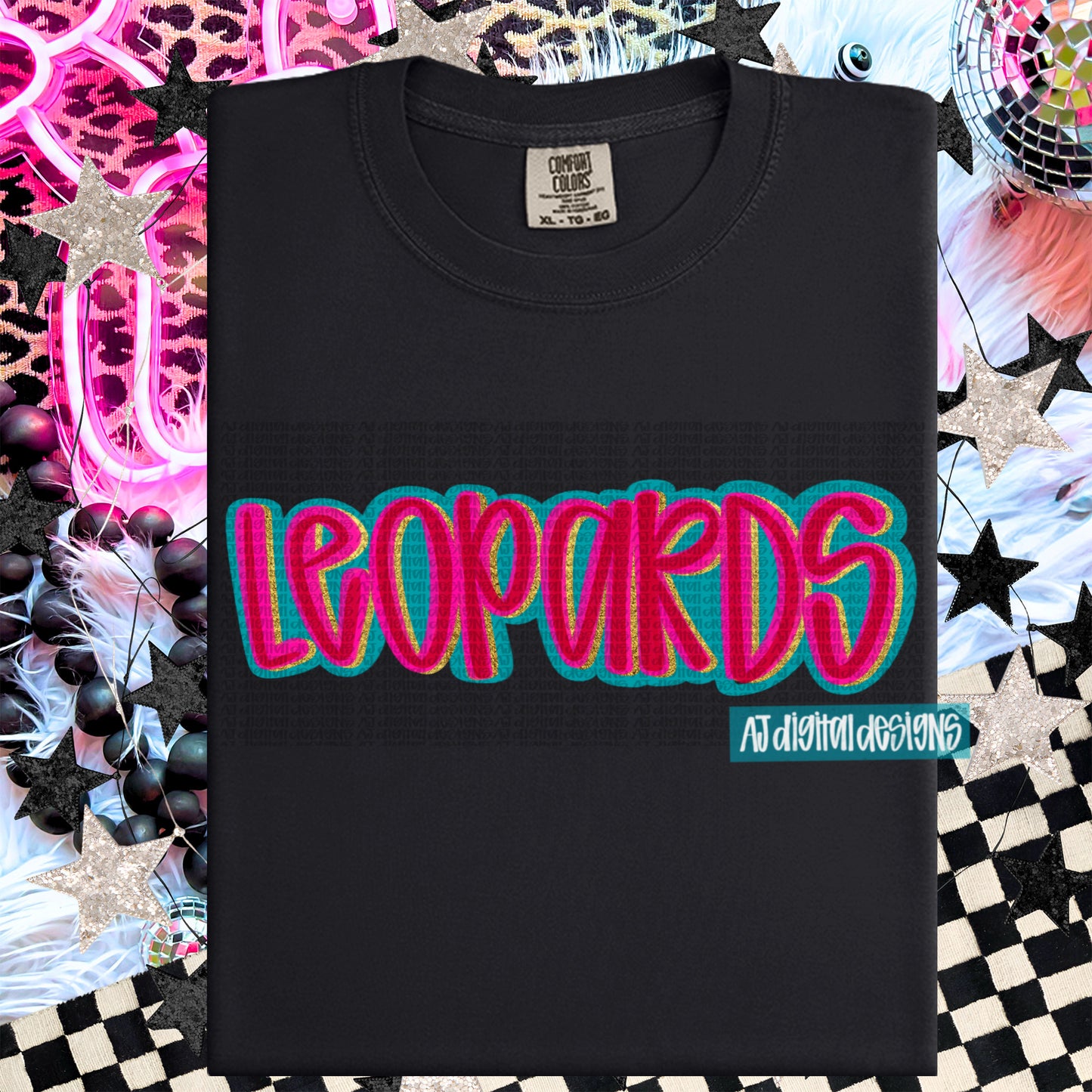 Leopards Teal Layered