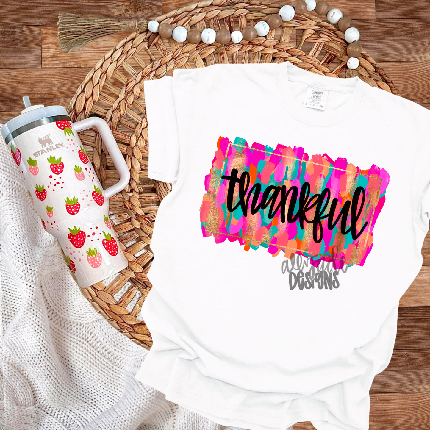 Thankful Brushstroke Digital Download PNG