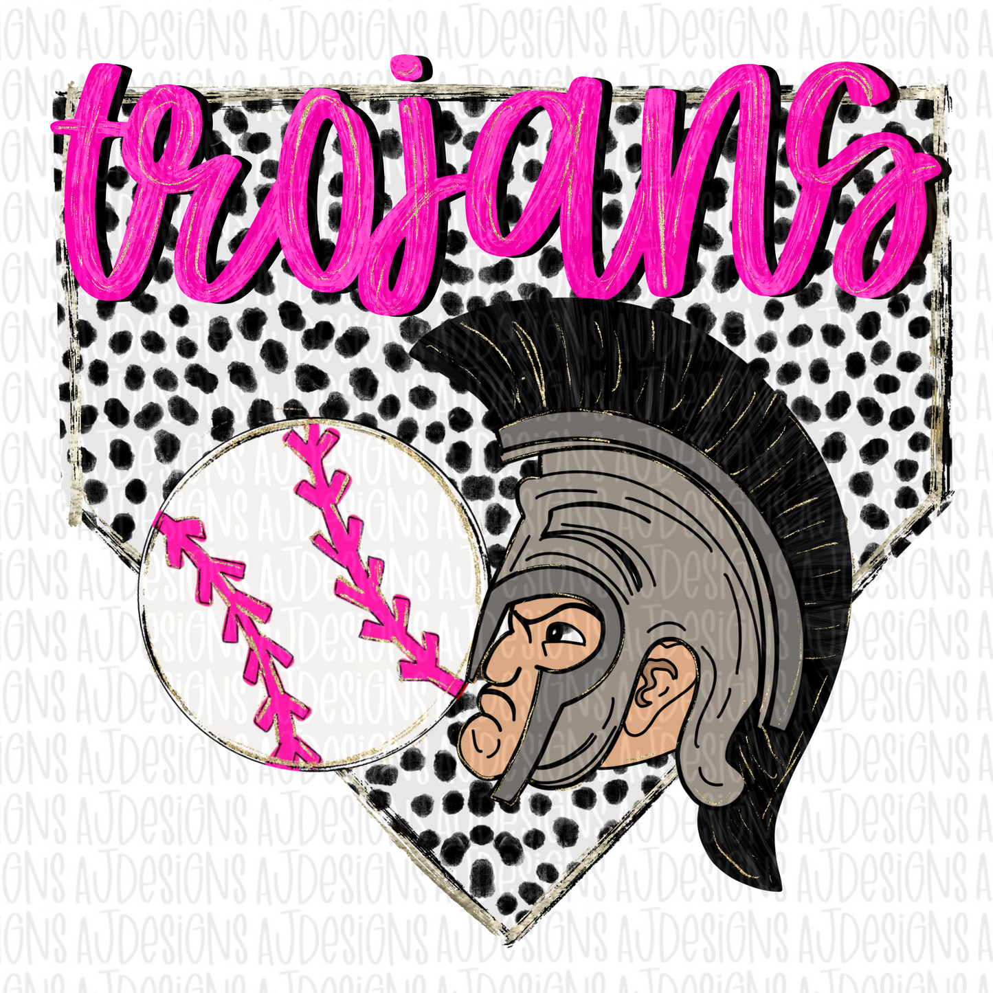 Trojans Dotted Pink Digital Download PNG