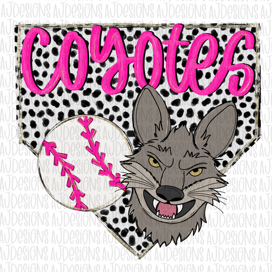 Coyotes Dotted Pink Baseball Digital Download PNG