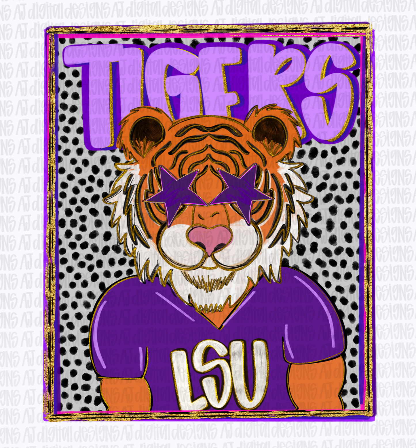 LSU Tigers Purple Gold Preppy Portrait