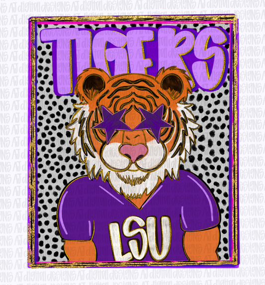 LSU Tigers Purple Gold Preppy Portrait