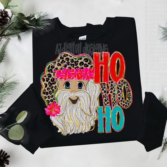 Ho Ho Ho Leopard Santa Hat 2 Skintones Digital Download PNG