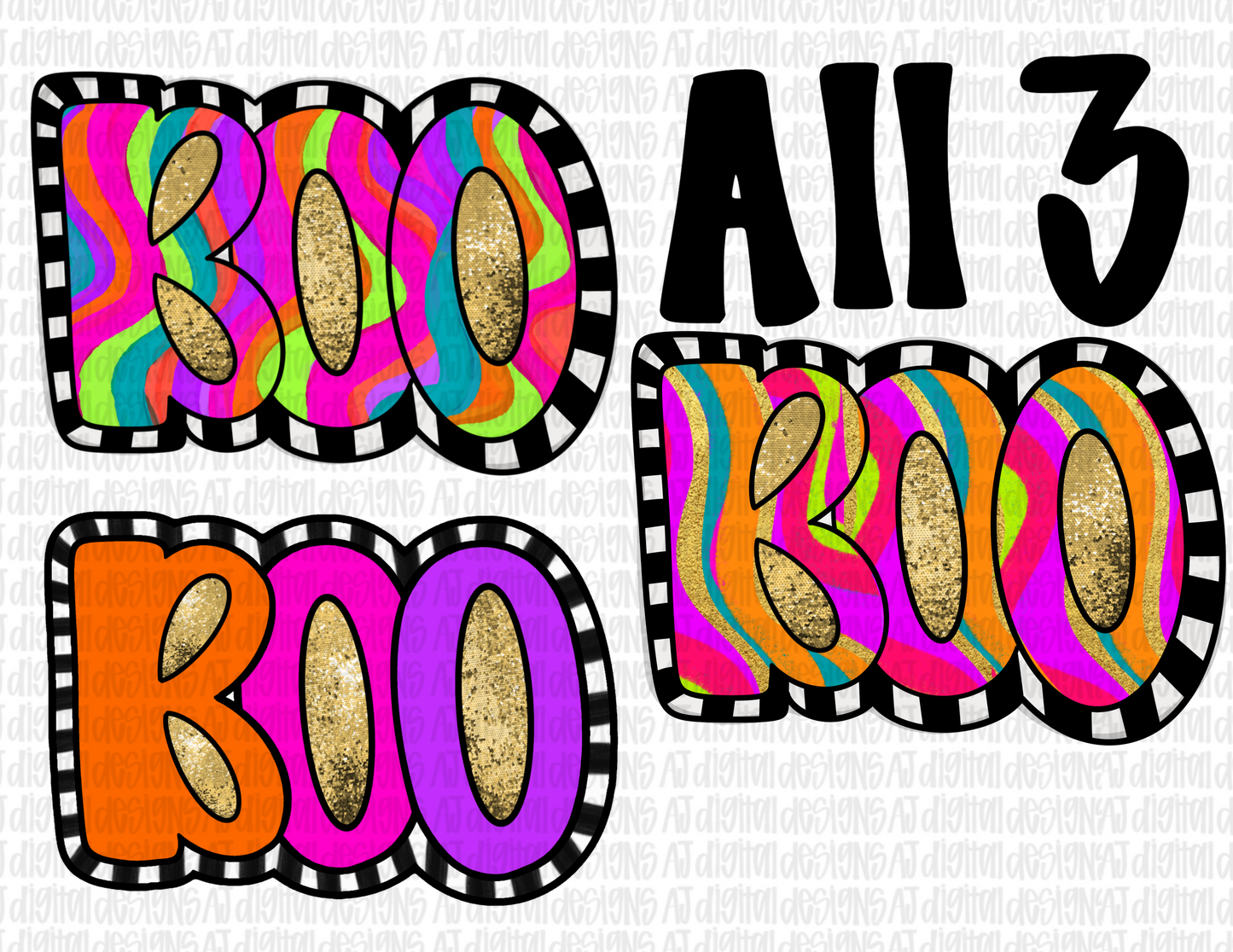 BOO colorful PNG
