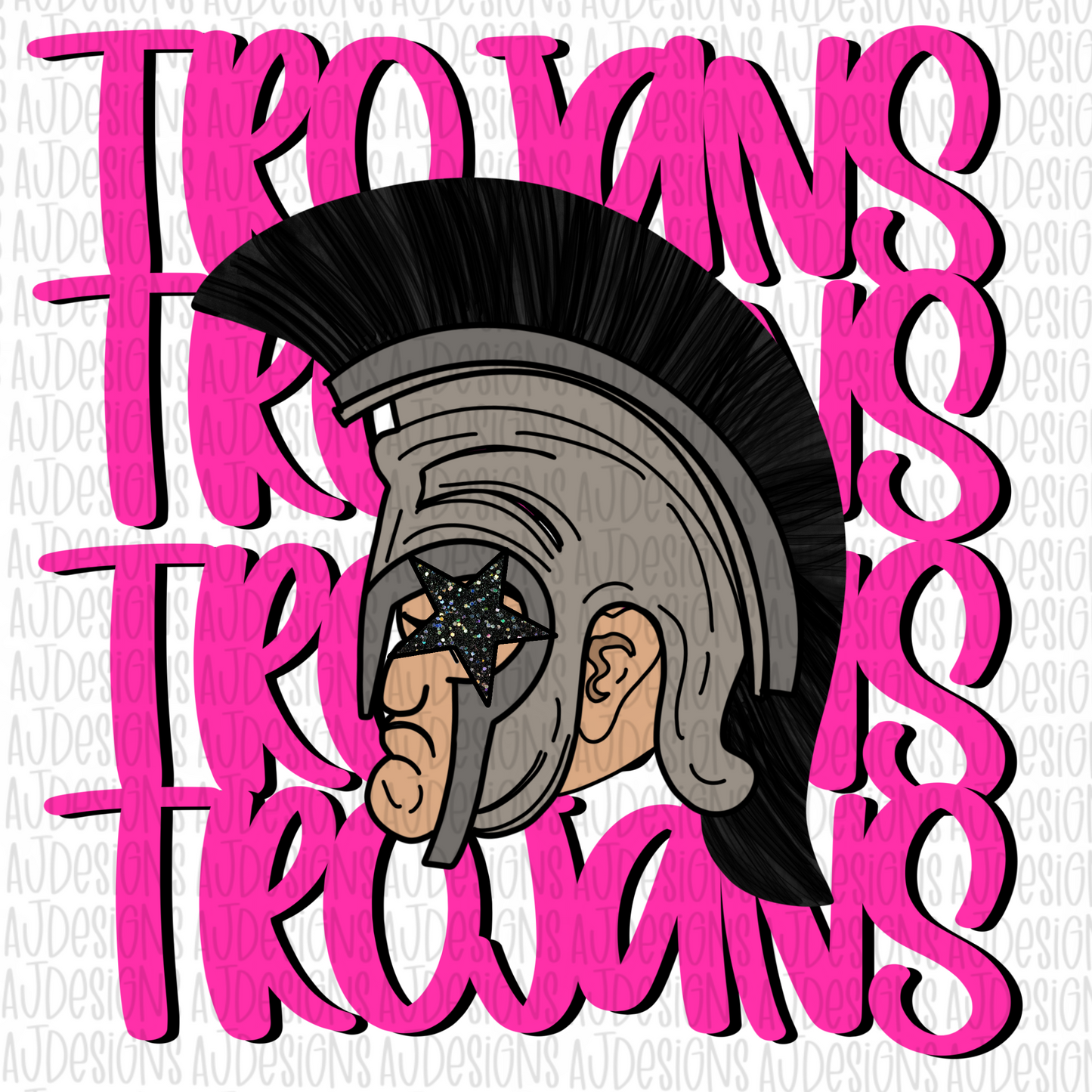 Trojans Stacked Pink Digital Download PNG