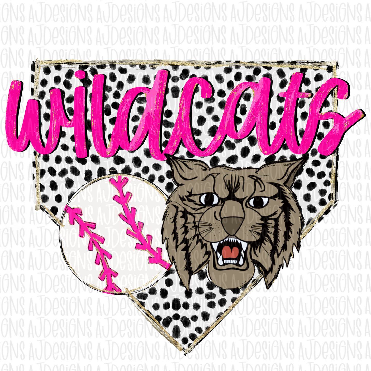 Widcats Dotted Pink Baseball Digital Download PNG