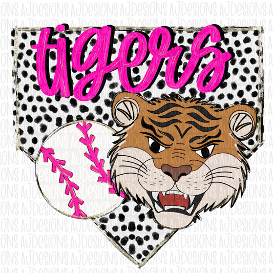 Tigers Dotted Pink Digital Download PNG