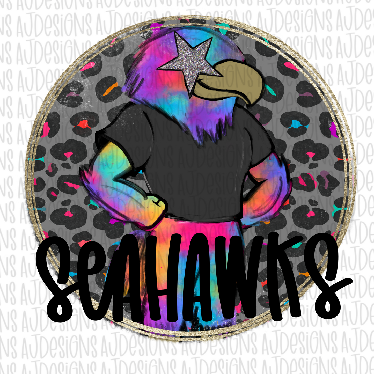 Seahawks Rainbow Leopard Digital Download PNG