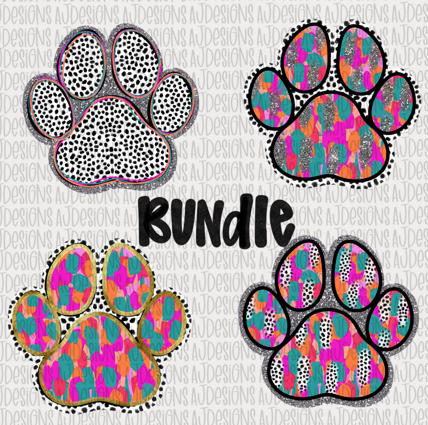 Paw Prints Bundle Digital Download PNG