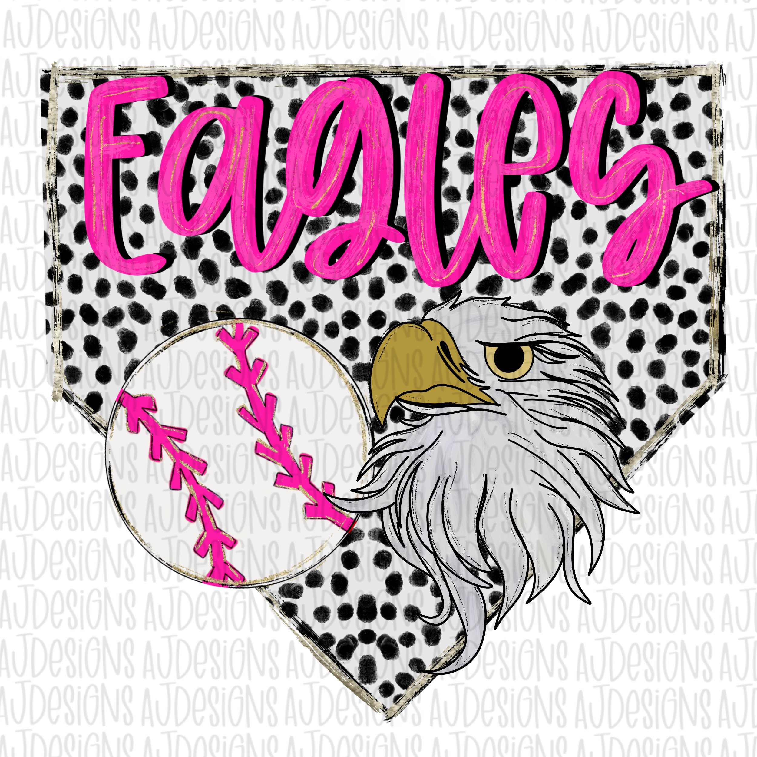 Eagles Dotted Pink Baseball Digital Download PNG – alljadedesigns