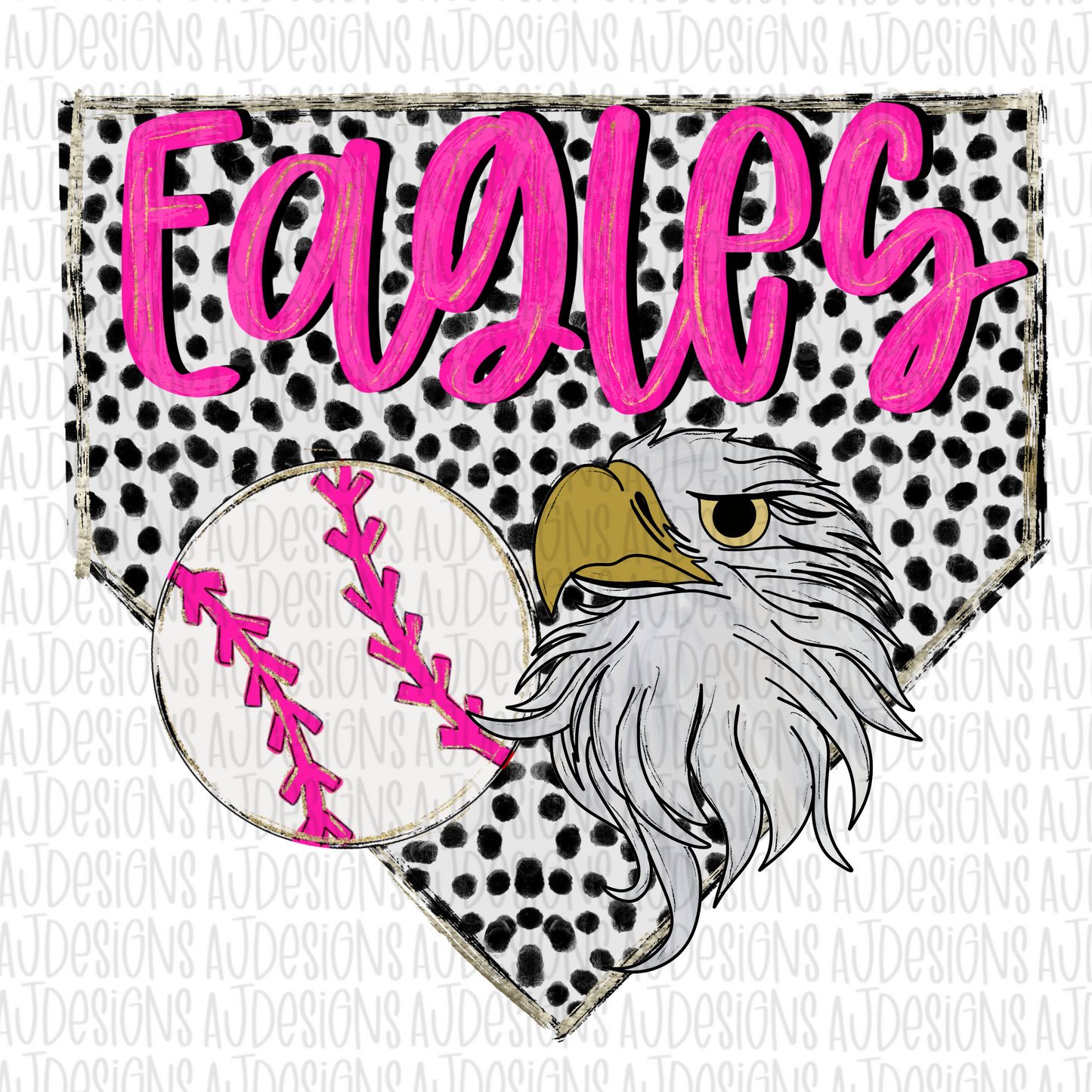 Eagles Dotted Pink Baseball Digital Download PNG