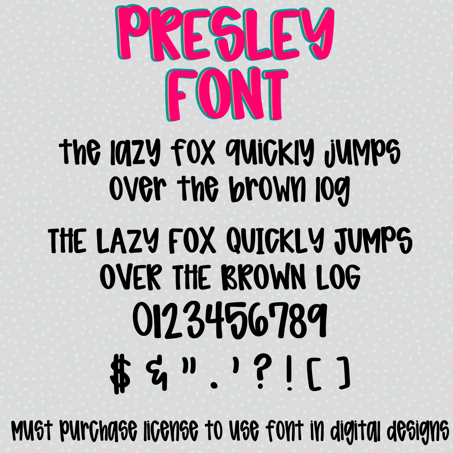 PRESLEY FONT- Typable Font Digital Download PNG