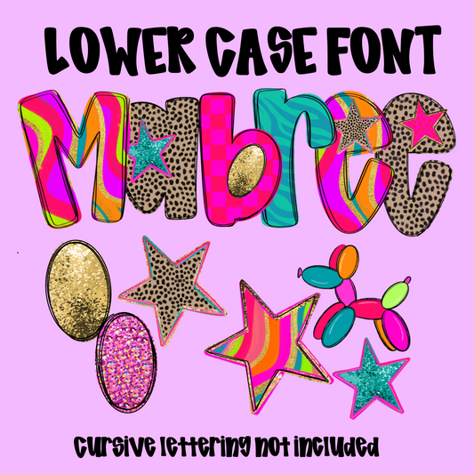 Mabree font Lowercase and clipart Digital Download PNG