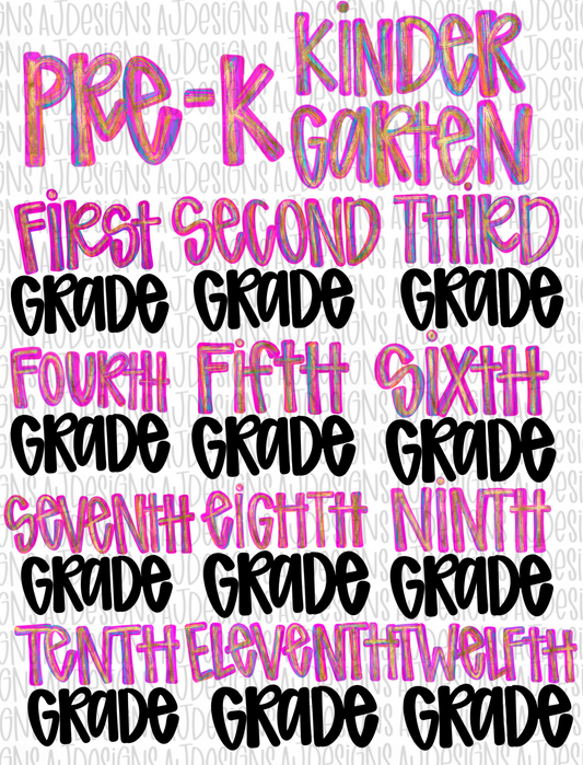 Grade Level Bundle Digital Download PNG