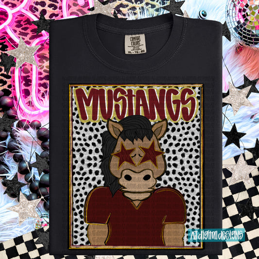 Mustangs Maroon Preppy Portrait