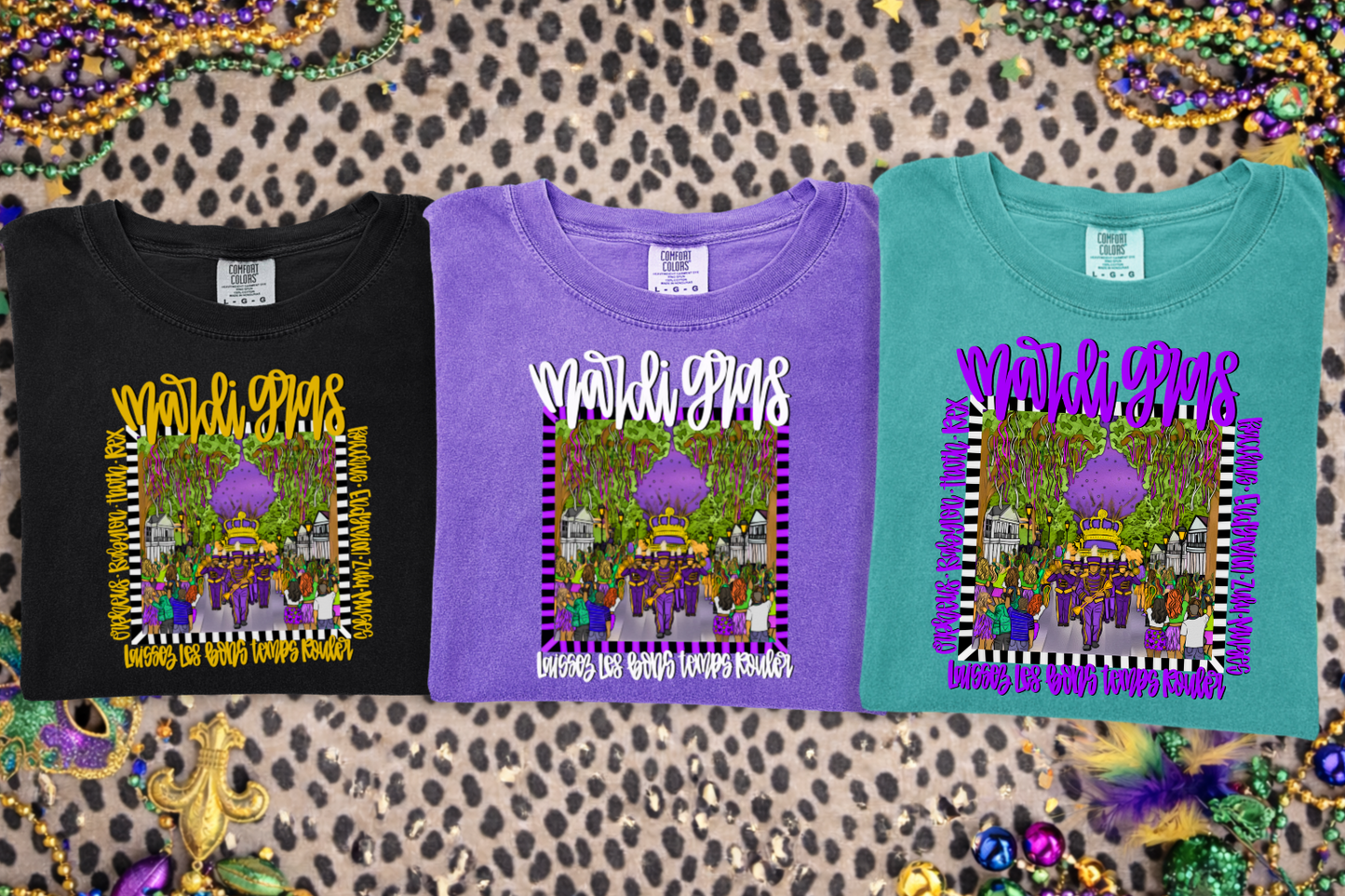 Mardi gras band trio All 3 colors + pockets (9 files total)