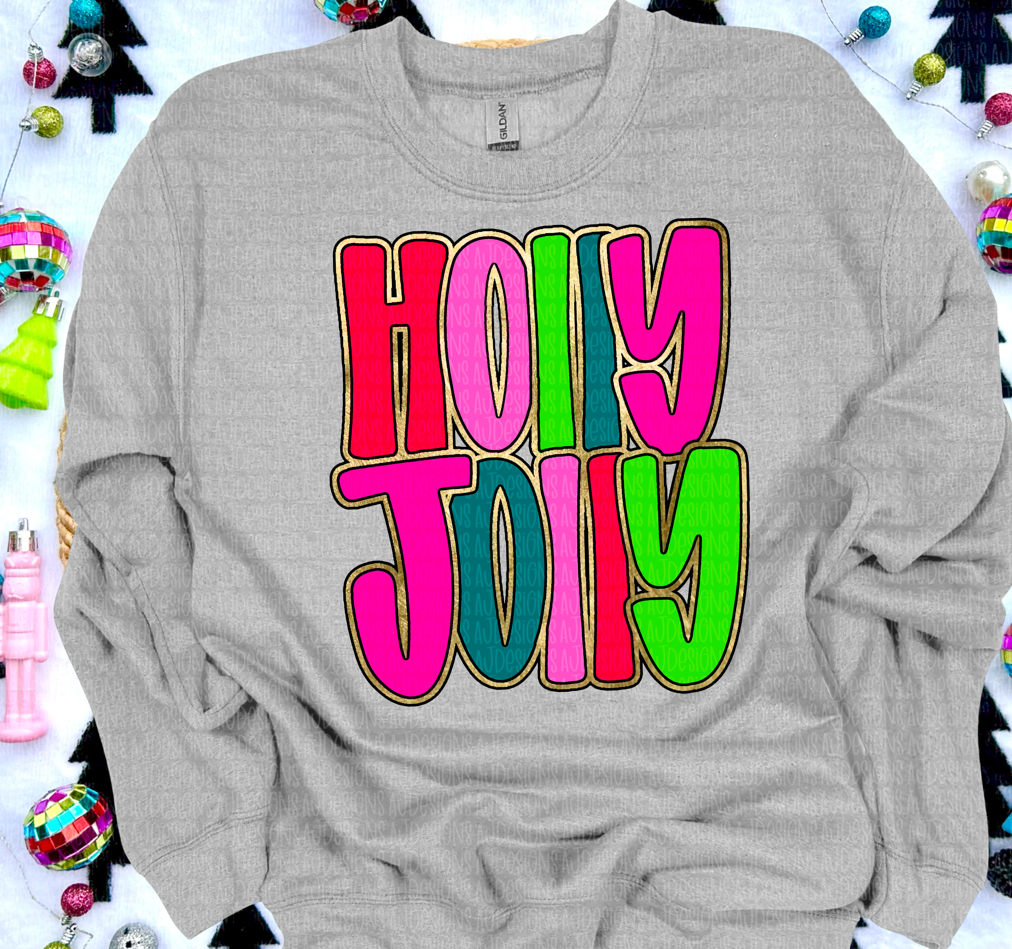 Holly Jolly Gold Digital Download PNG – alljadedesigns