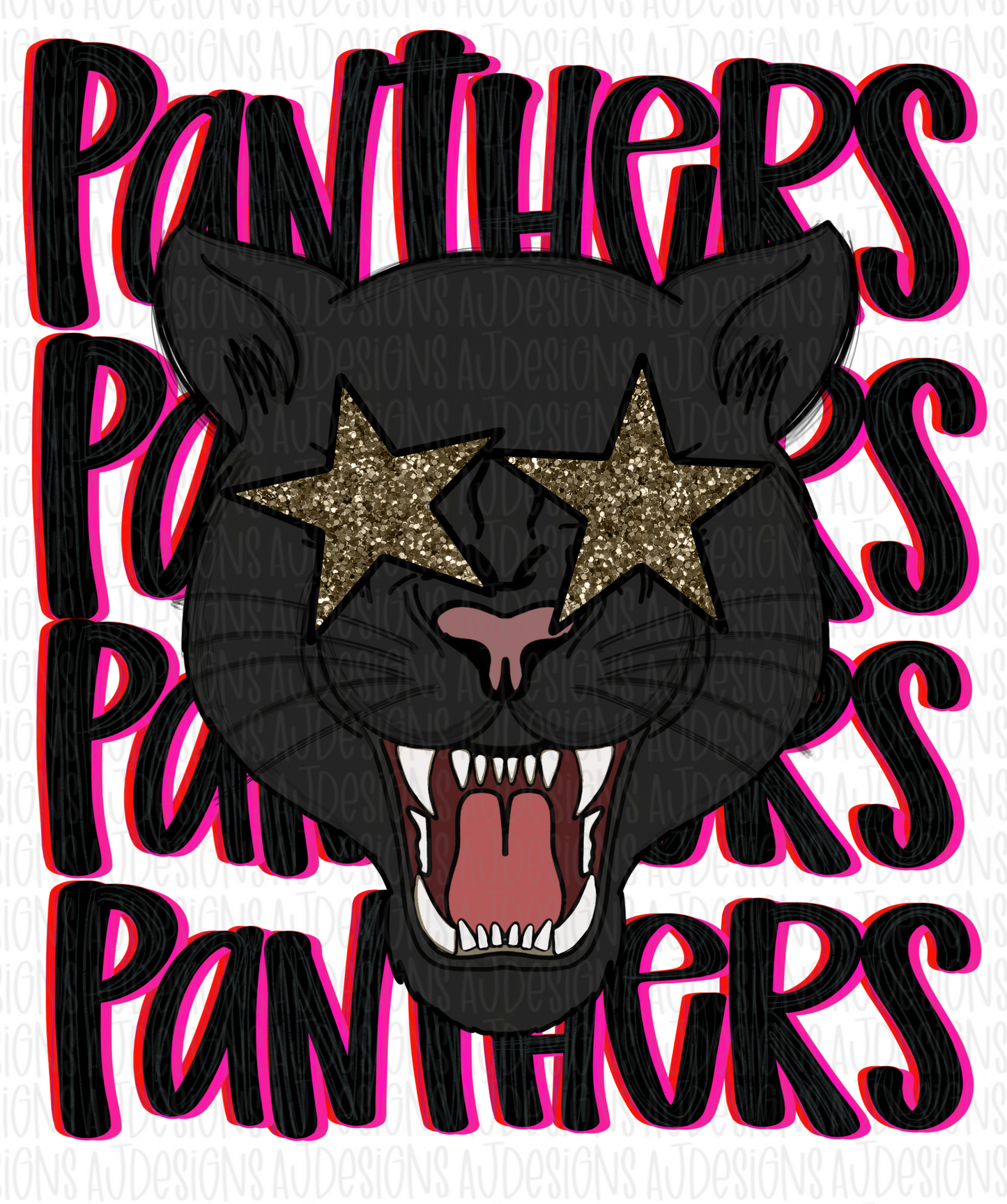 Panthers Stacked Pink Digital Download PNG