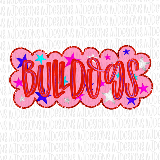 Bulldogs Pink Red Blue Stars Digital Download PNG