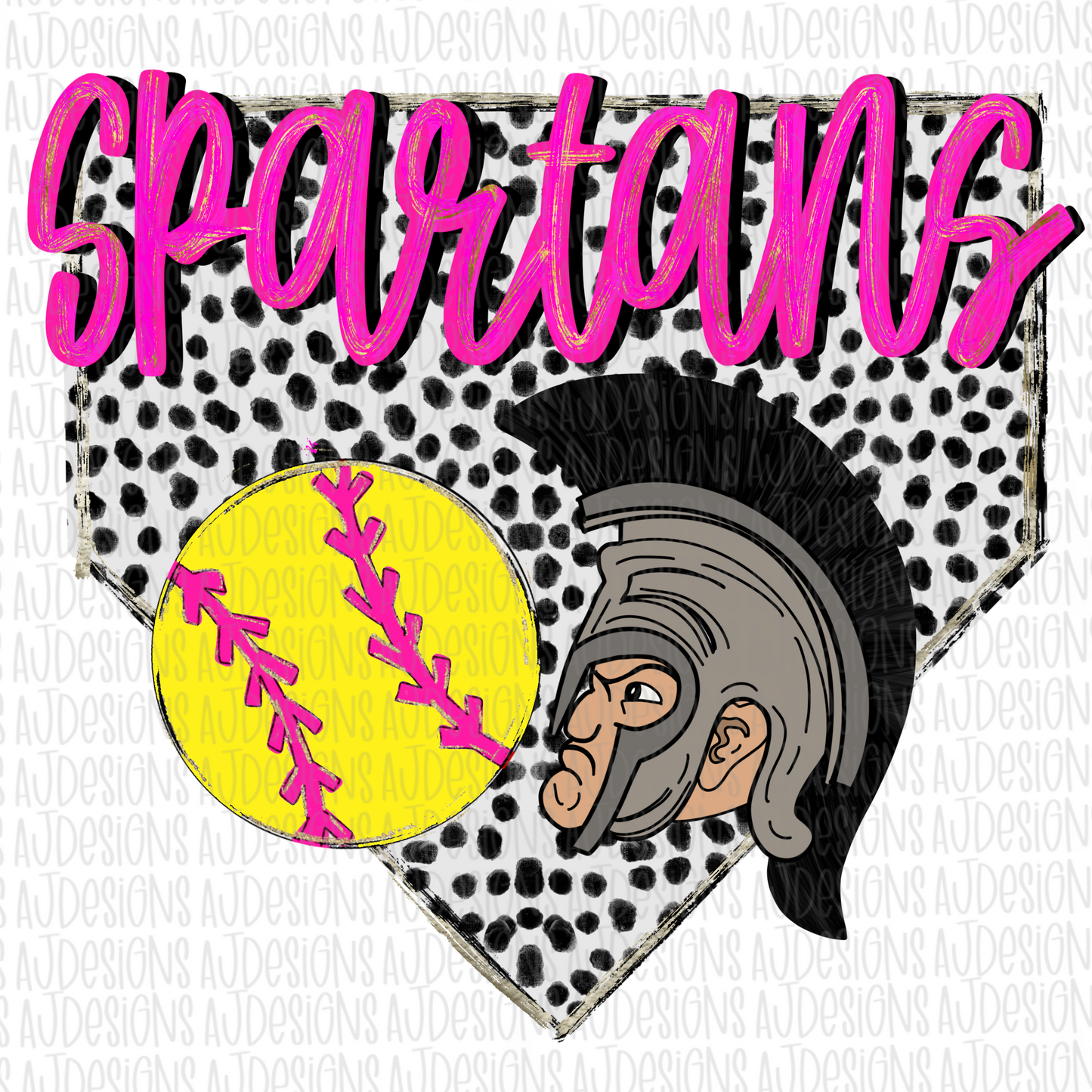 Spartans Dotted Pink Softball Digital Download