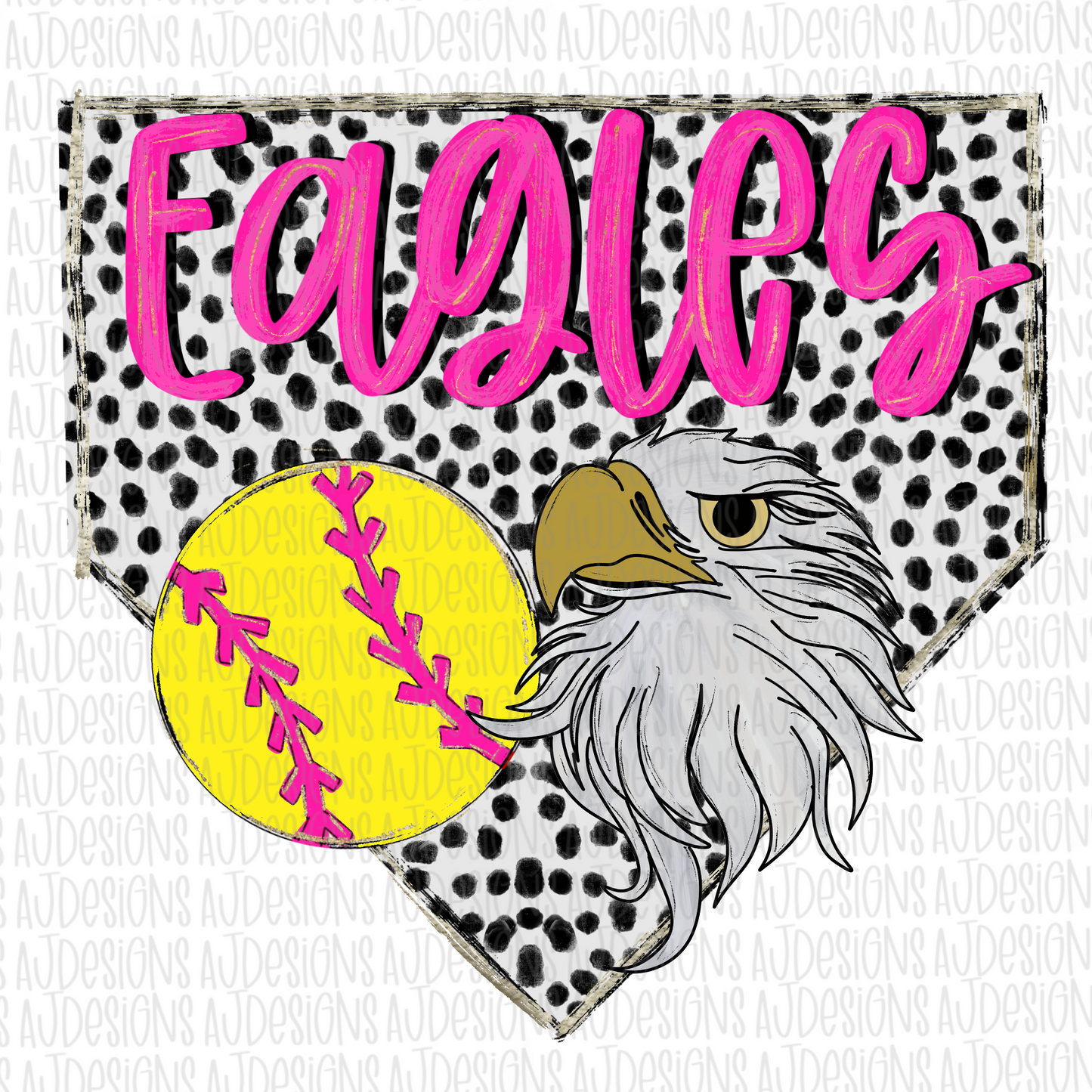 Eagles Dotted Pink Softball Digital Download PNG