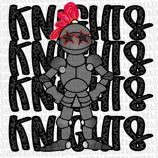 Knights Stacked Black & Pink Digital Download PNG