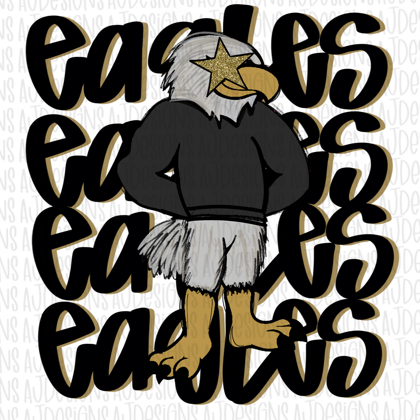 Eagles Stacked Blk Digital Download PNG