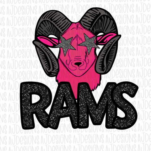 Rams Pink Faux Sequin Digital Download PNG