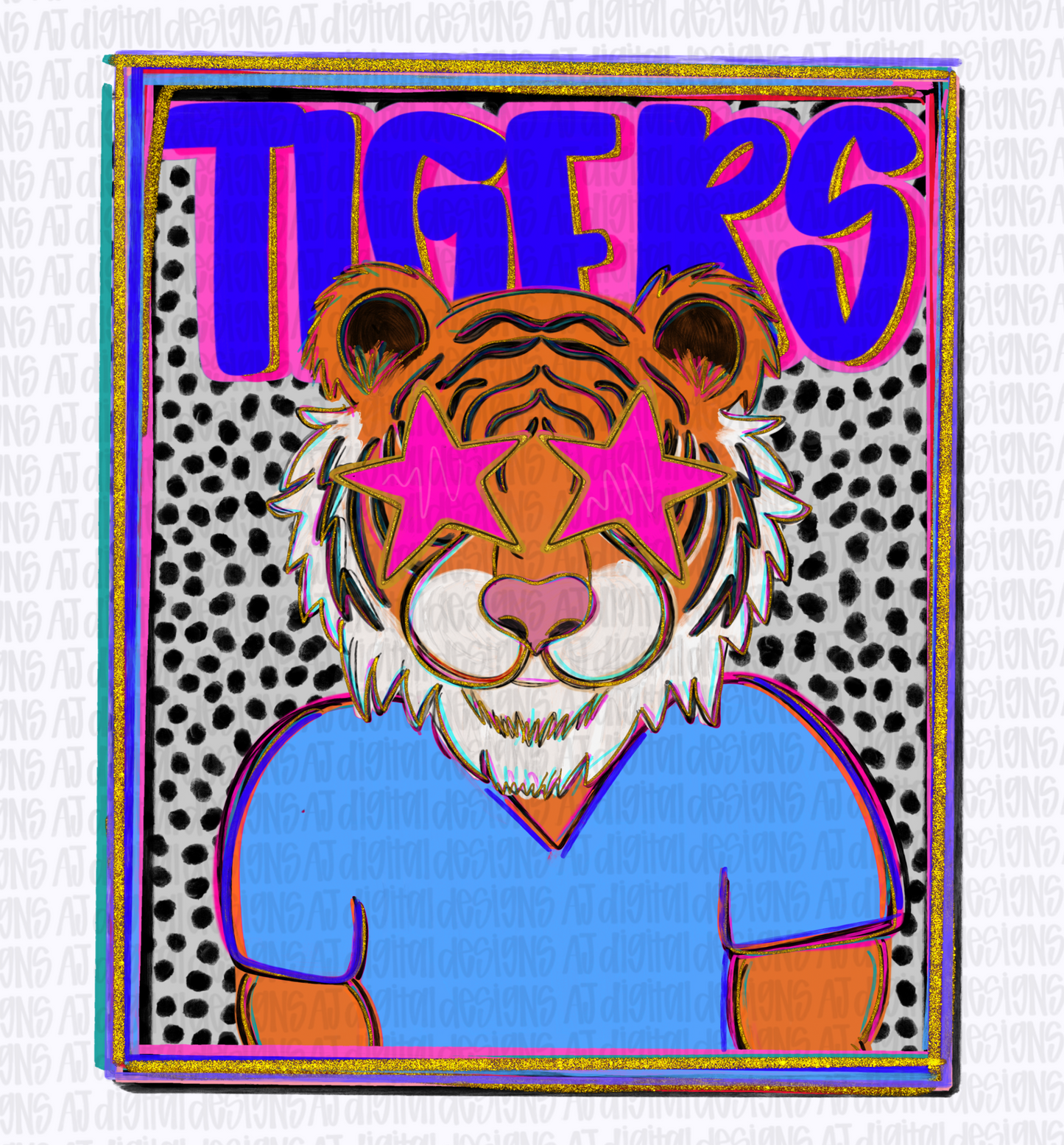 Tigers Blue Preppy Portrait
