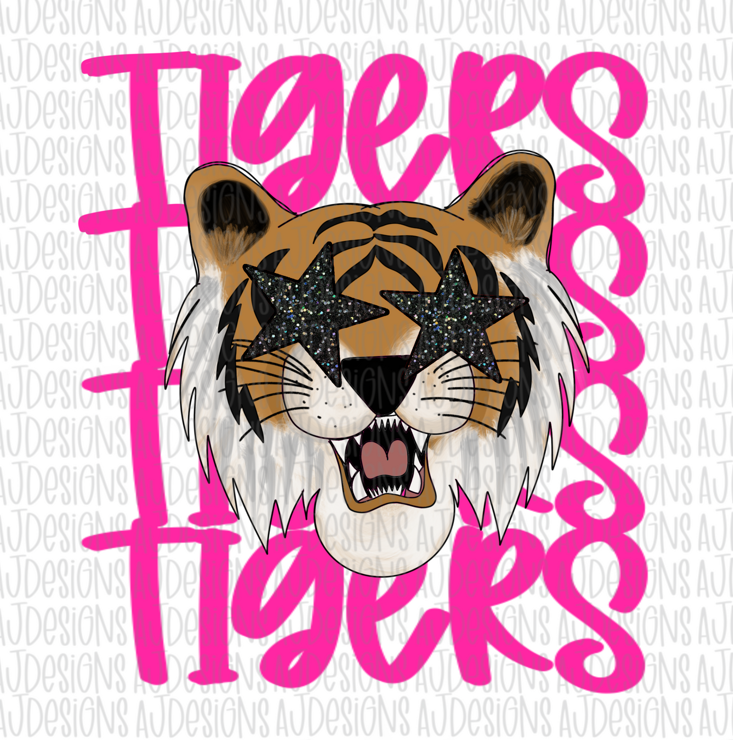 Tigers Stacked Pink Digital Download PNG