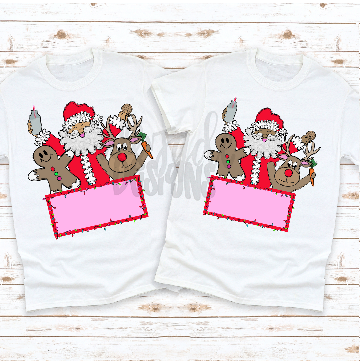 Santa Name Plate Pink With 2 Skintones Digital Download PNG