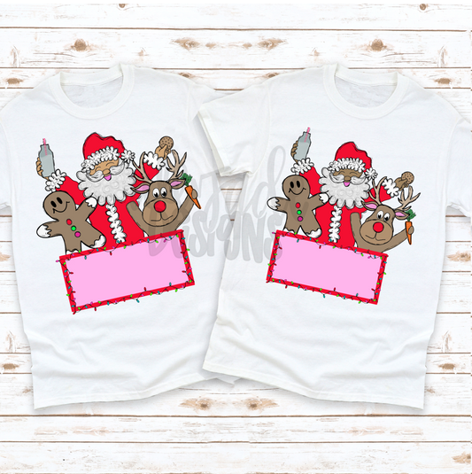 Santa Name Plate Pink With 2 Skintones Digital Download PNG