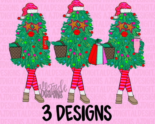 Treena Tree Bundle of 3 Striped Leggings Digital Download PNG