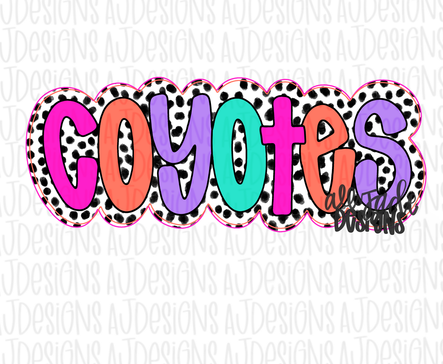 Coyotes Bright Dotted Digital Download PNG