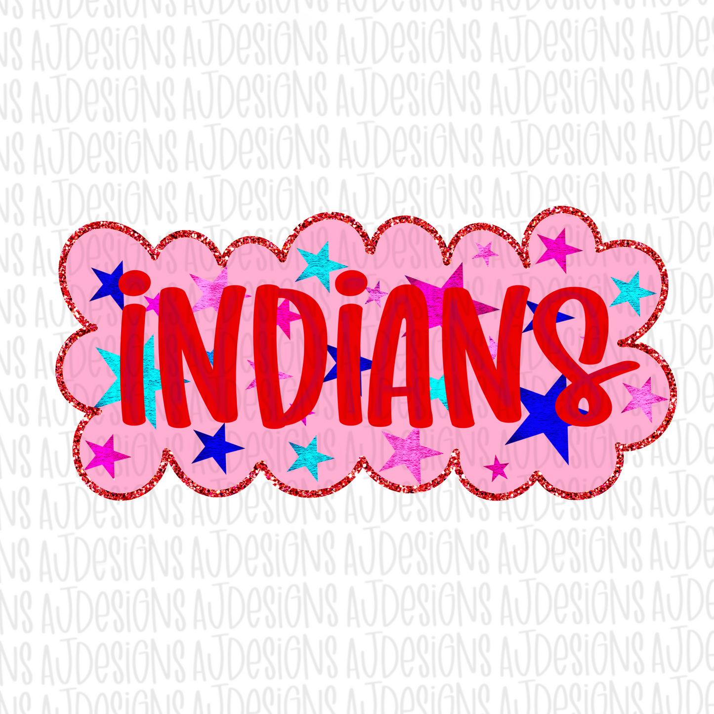 Indians Pink Red Blue Stars Digital Download PNG