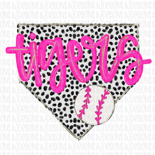 Tigers Dotted Pink Softball Digital Download PNG