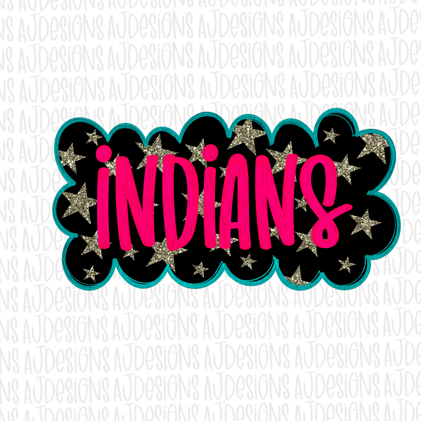 Indians Black Pink Stars Digital Download PNG