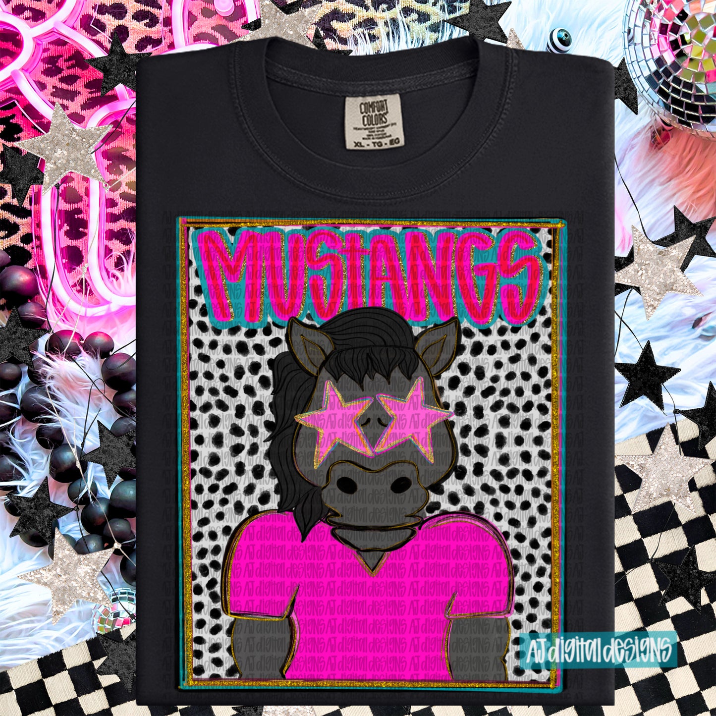 Mustangs Black Horse Preppy Portrait