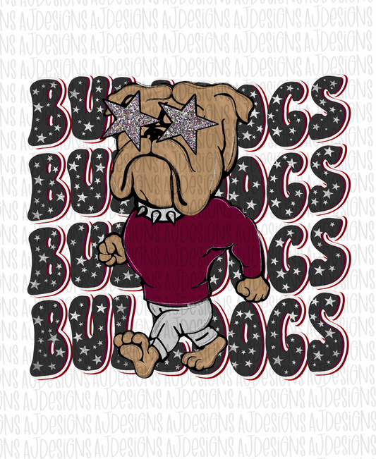 Bulldogs Stacked Stars Digital Download PNG