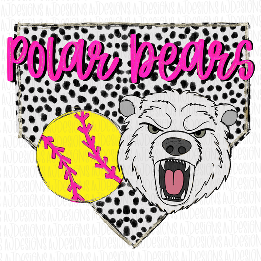 Polar Bears Dotted Pink Softball Digital Download