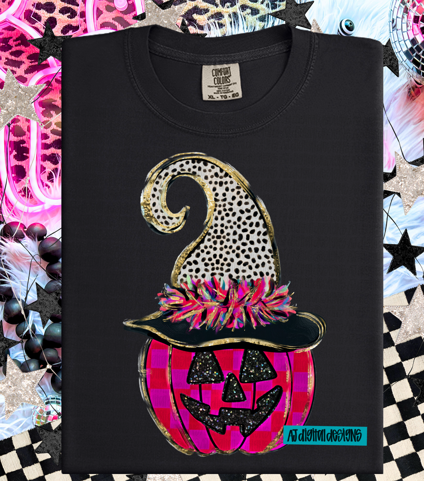 Dalmation checkered Funky pumpkin colorful PNG