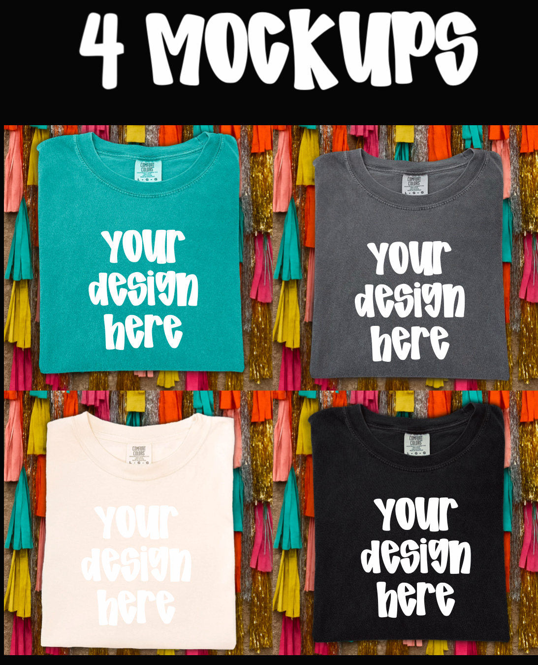 4 Mock-ups CC 1717 black, seafoam, ivory, and pepper