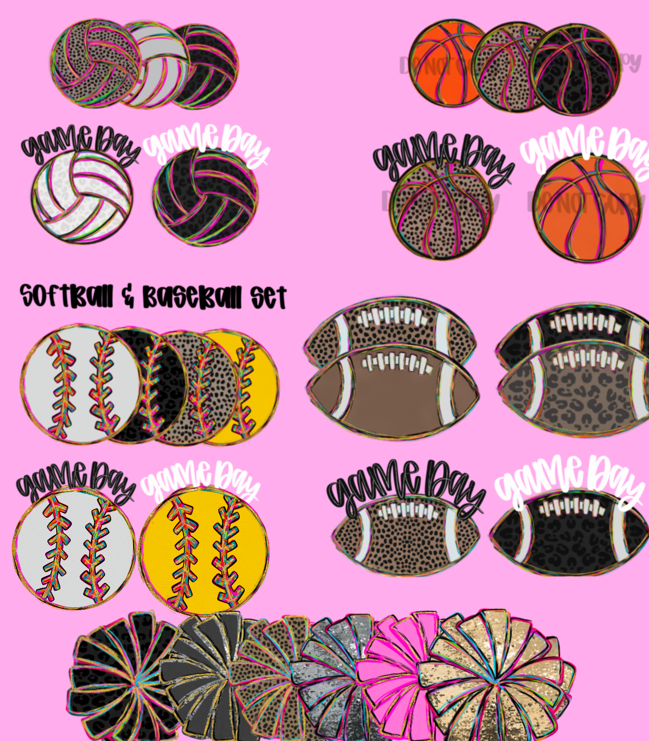 Game day Bundle football, baseball, softball, basketball, volleyball