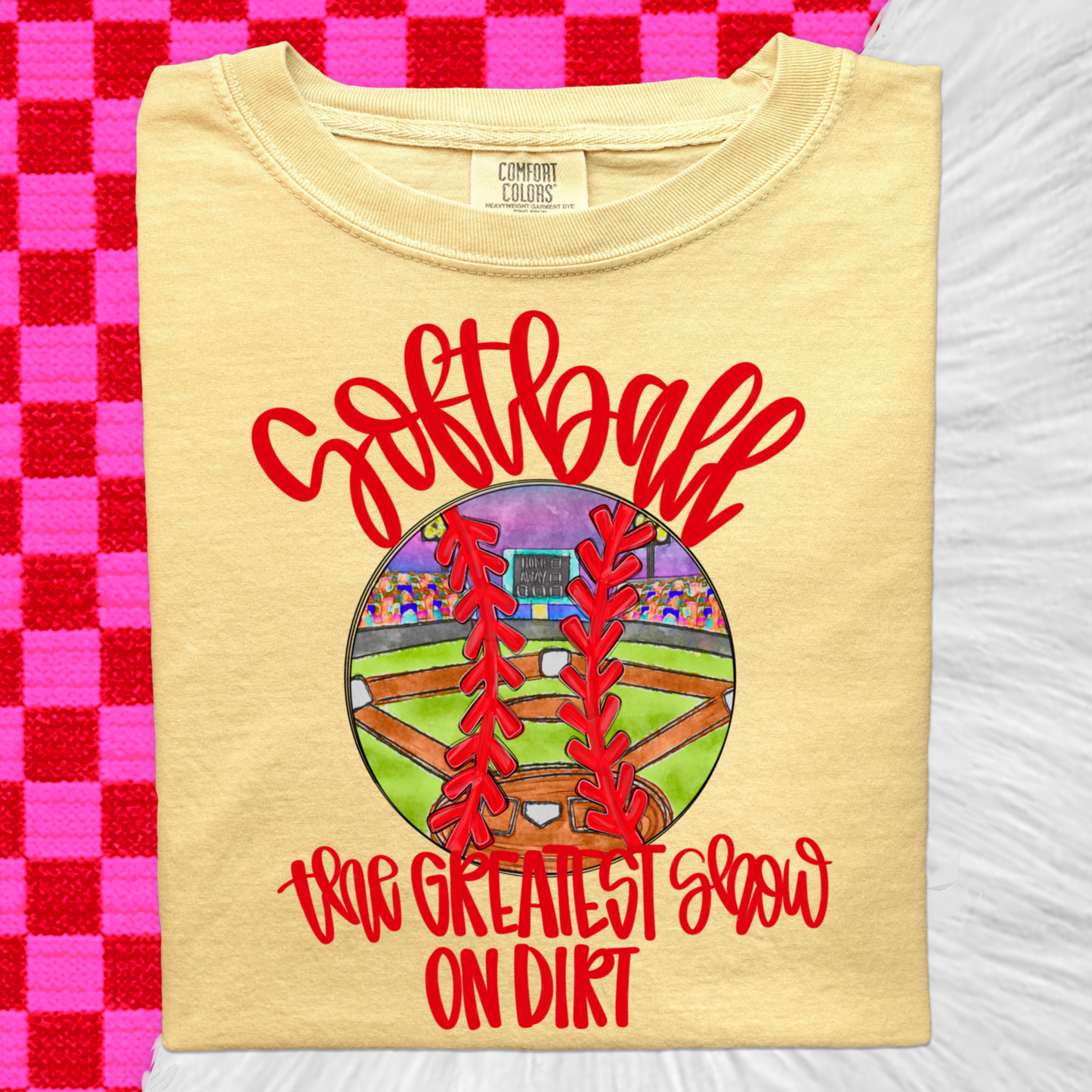 Softball greatest show on dirt (red)
