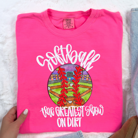 Softball greatest show on dirt (white)